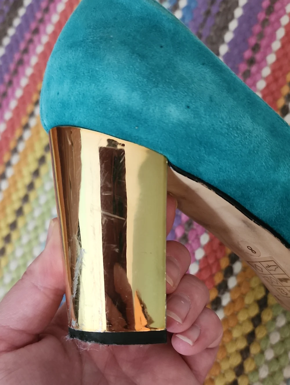 Dolce Vida Teal Suede Pumps With Gold Heel Size 8